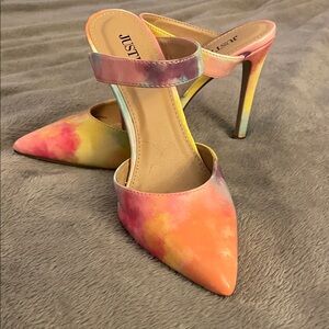 JustFab Women's Colorful Tie-Dye Heels